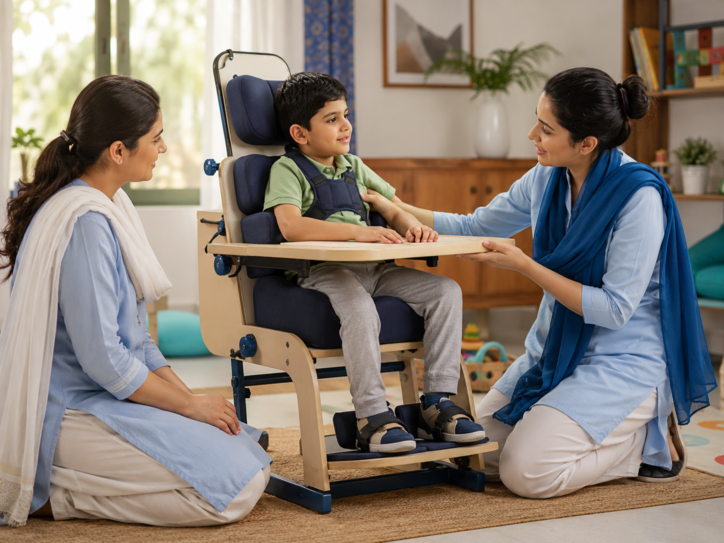 Seating and positioning equipment arranged for individual review